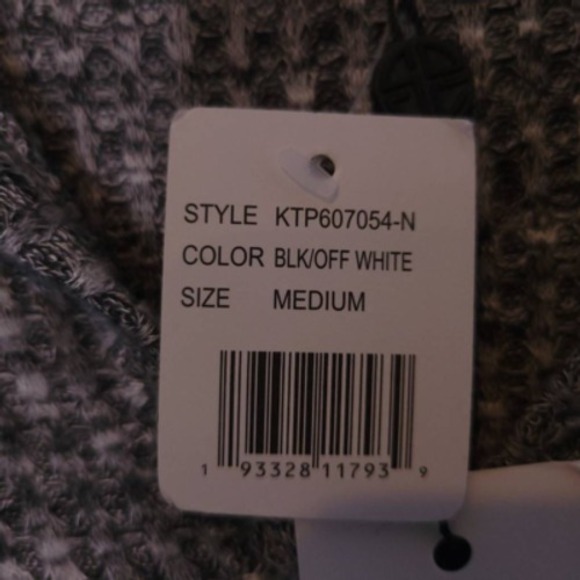 Socialite Womens Pullover Sweater Black Gray Marled Long Sleeve Notch Neck M New - Picture 8 of 9